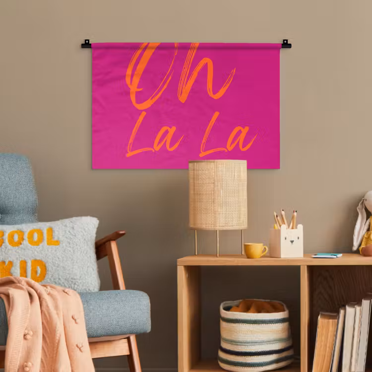 Oh la la - Oranje - Roze Wandkleed katoen klein -wsfeer4_kind