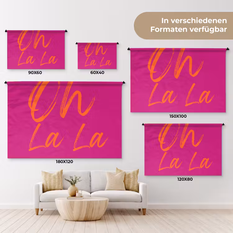 Oh la la - Oranje - Roze Wandkleed katoen klein -tsfeer8_DE