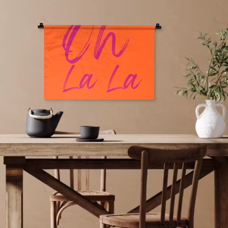 Oh la la - Oranje - Roze - Grafisch Wandkleed katoen klein -sfeer6