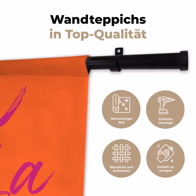 Oh la la - Oranje - Roze - Grafisch Wandkleed katoen klein -tsfeer2_DE
