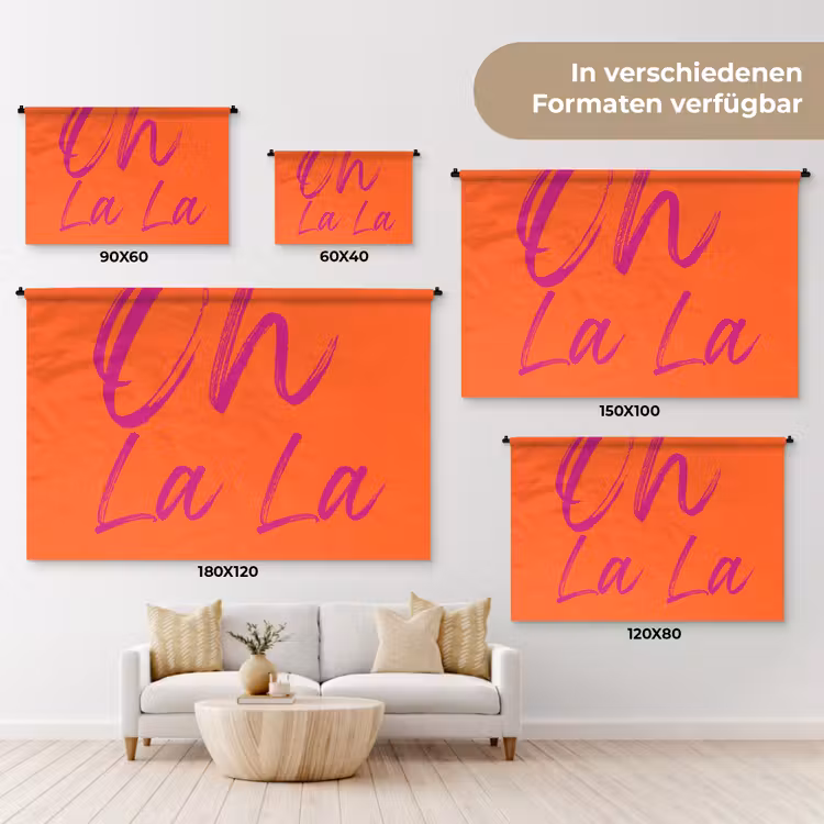 Oh la la - Oranje - Roze - Grafisch Wandkleed katoen klein -tsfeer8_DE
