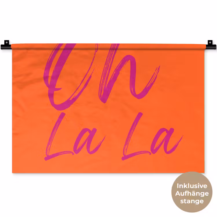 Oh la la - Oranje - Roze - Grafisch Wandkleed katoen klein -t3d_DE