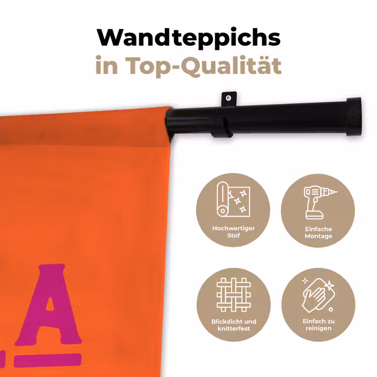 Oh la la - Oranje - Roze - Scheeflettertype Wandkleed katoen klein -tsfeer2_DE