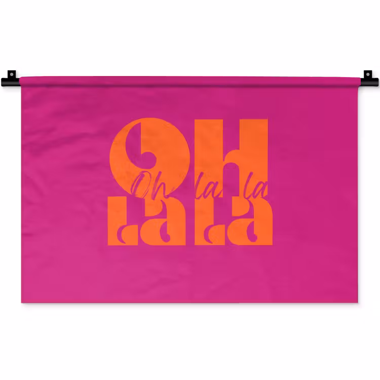 Oh la la - Roze - Oranje - Gestapelde letters Wandkleed katoen klein -zz3d