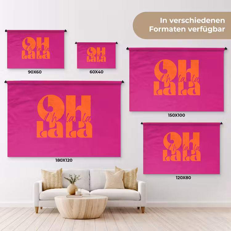 Oh la la - Roze - Oranje - Gestapelde letters Wandkleed katoen klein -tsfeer8_DE
