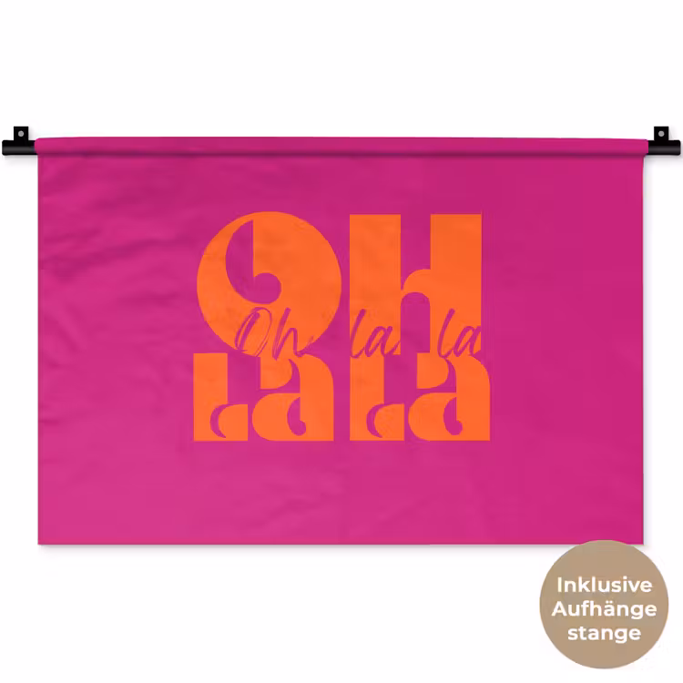 Oh la la - Roze - Oranje - Gestapelde letters Wandkleed katoen klein -t3d_DE