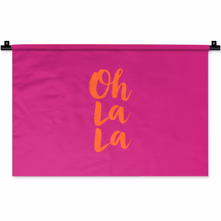 Oh la la - Roze - Oranje - Minimalistisch Wandkleed katoen klein -zz3d