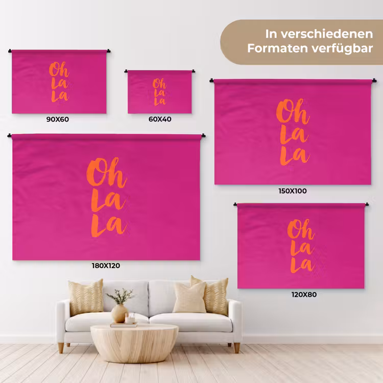 Oh la la - Roze - Oranje - Minimalistisch Wandkleed katoen klein -tsfeer8_DE
