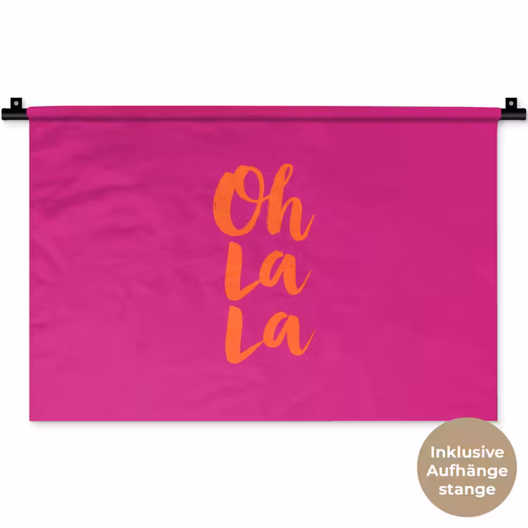 Oh la la - Roze - Oranje - Minimalistisch Wandkleed katoen klein -t3d_DE