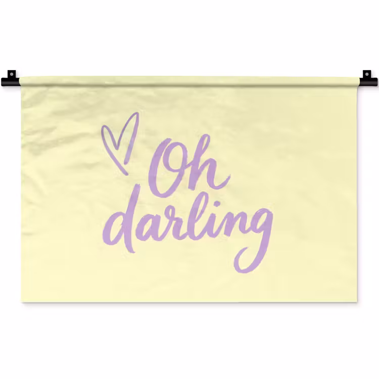 Oh darling - Geel - Hart Wandkleed katoen klein -zz3d