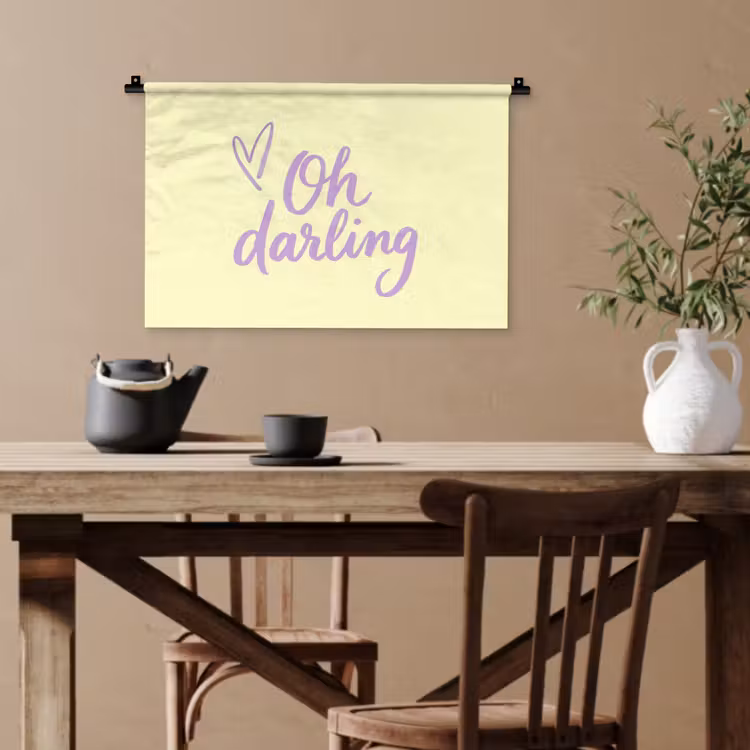 Oh darling - Geel - Hart Wandkleed katoen klein -sfeer6