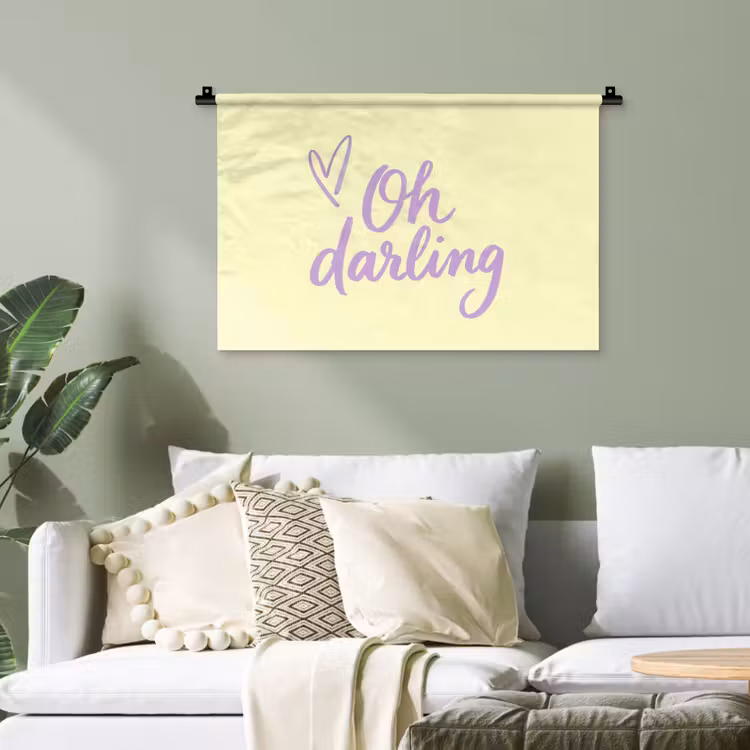 Oh darling - Geel - Hart Wandkleed katoen klein -sfeer7
