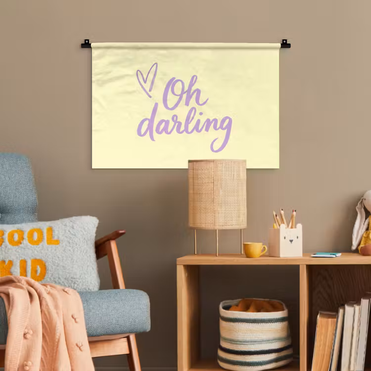 Oh darling - Geel - Hart Wandkleed katoen klein -wsfeer4_kind