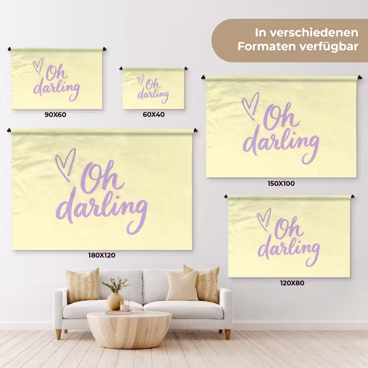 Oh darling - Geel - Hart Wandkleed katoen klein -tsfeer8_DE
