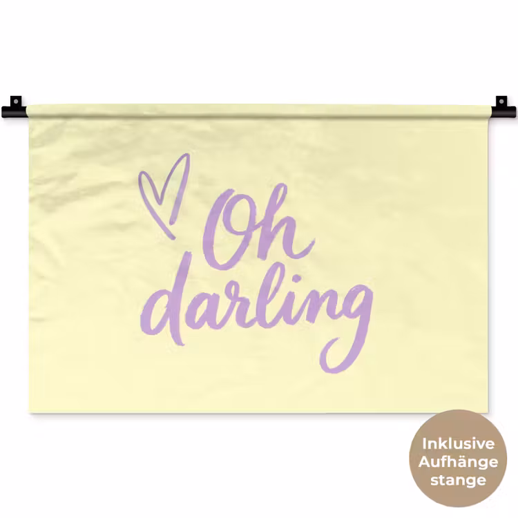 Oh darling - Geel - Hart Wandkleed katoen klein -t3d_DE