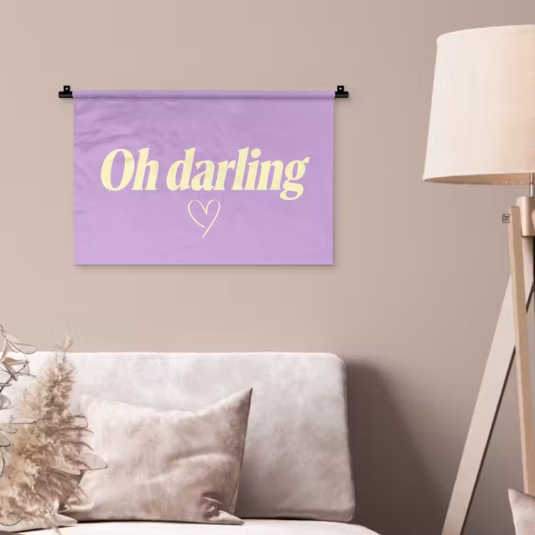 Oh darling - Hart - Paars Wandkleed katoen klein -sfeer4