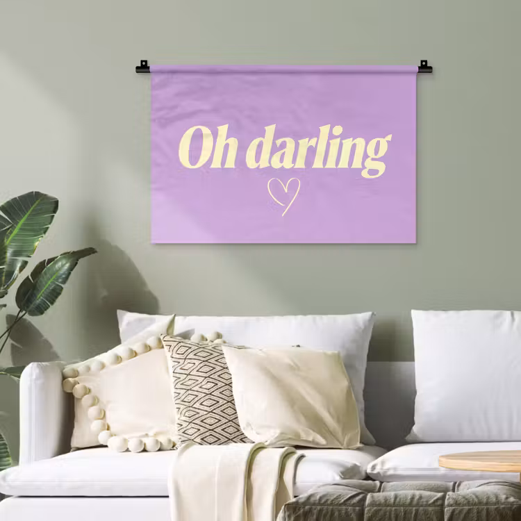 Oh darling - Hart - Paars Wandkleed katoen klein -sfeer7
