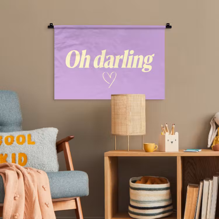 Oh darling - Hart - Paars Wandkleed katoen klein -wsfeer4_kind