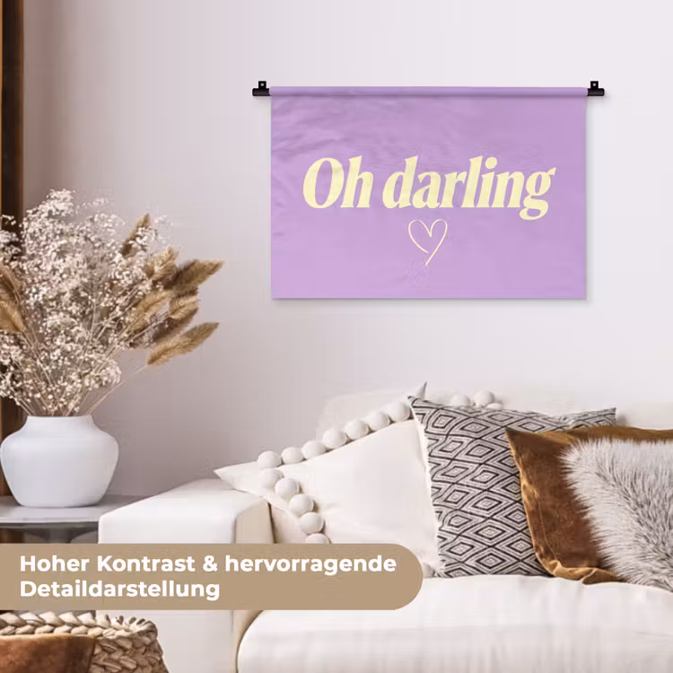 Oh darling - Hart - Paars Wandkleed katoen klein -tsfeer1_DE