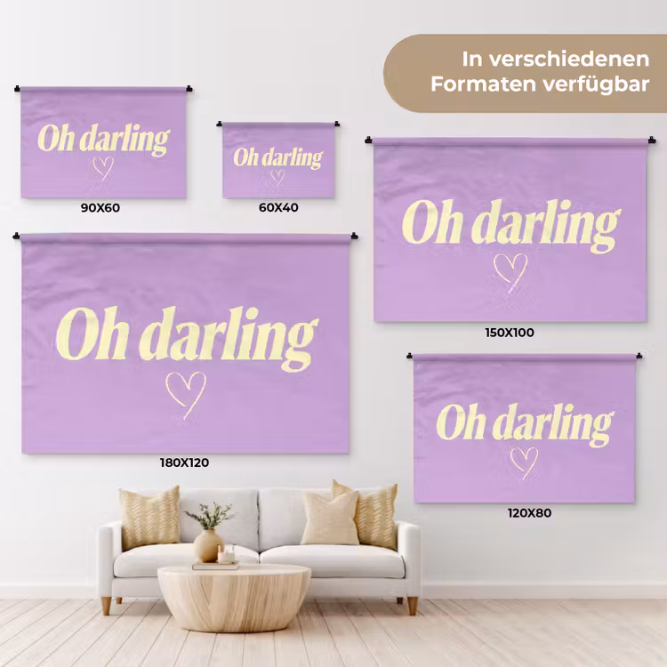 Oh darling - Hart - Paars Wandkleed katoen klein -tsfeer8_DE