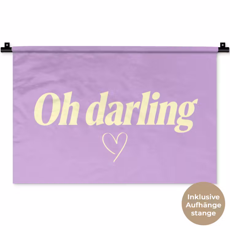 Oh darling - Hart - Paars Wandkleed katoen klein -t3d_DE
