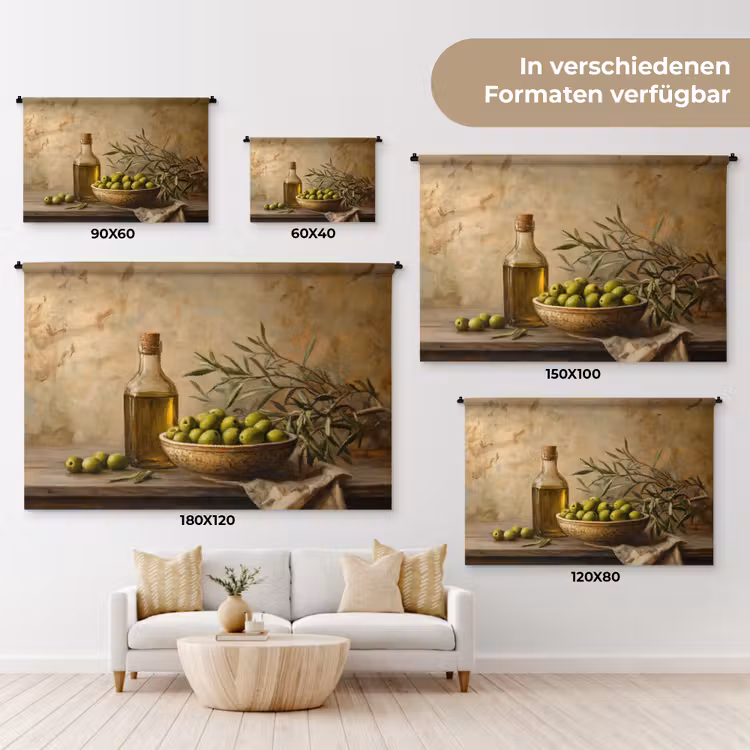 Olijven - Stilleven - Vintage Wandkleed katoen klein -tsfeer8_DE