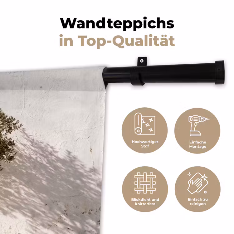 Wandteppich - Olivenbaum – Wand – weiß - Olijfboom - muur - wit Wandkleed katoen klein