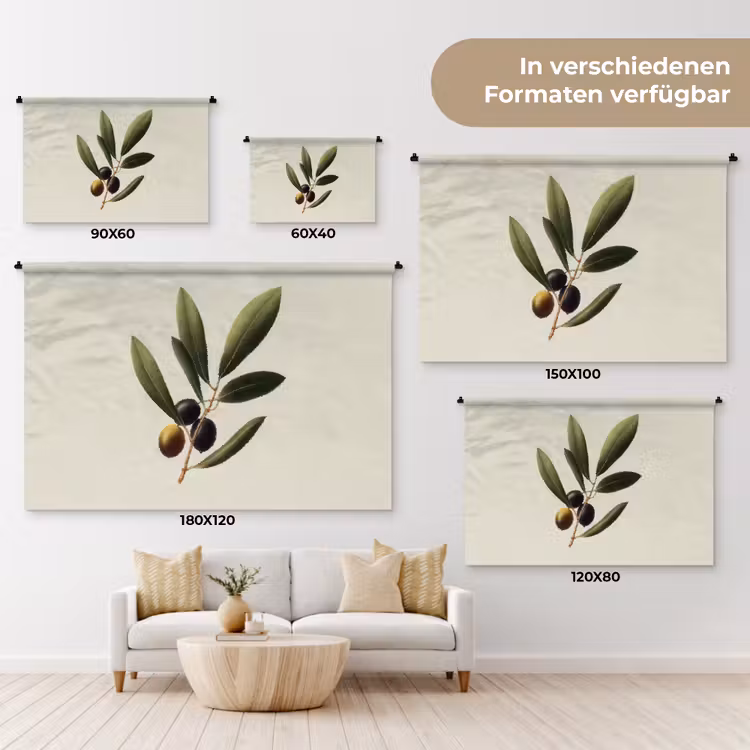 Olijftak - Donkergroen - Olijven Wandkleed katoen klein -tsfeer8_DE