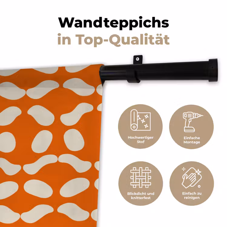 Oranje - Organische vormen - Wit Wandkleed katoen klein 269 -tsfeer2_DE