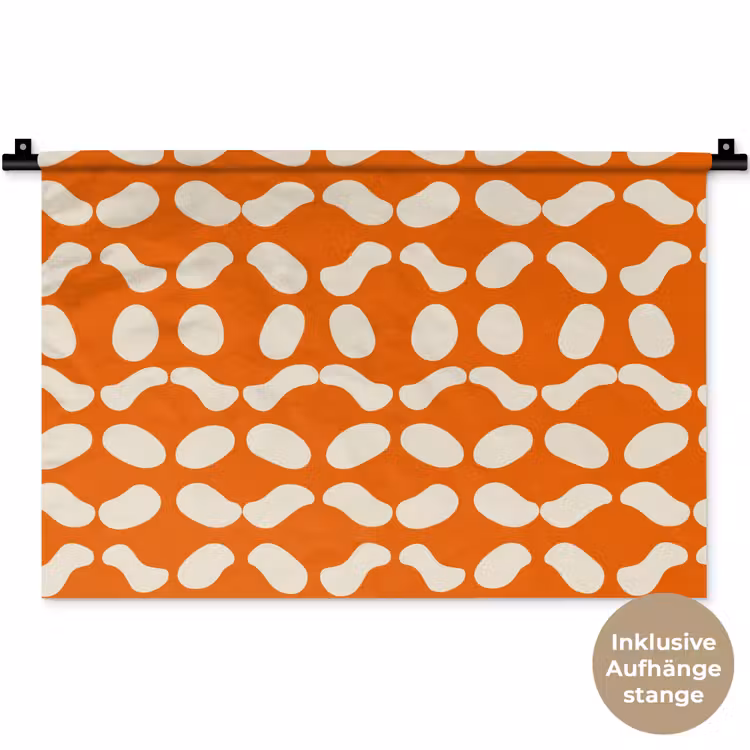 Oranje - Organische vormen - Wit Wandkleed katoen klein 269 -t3d_DE