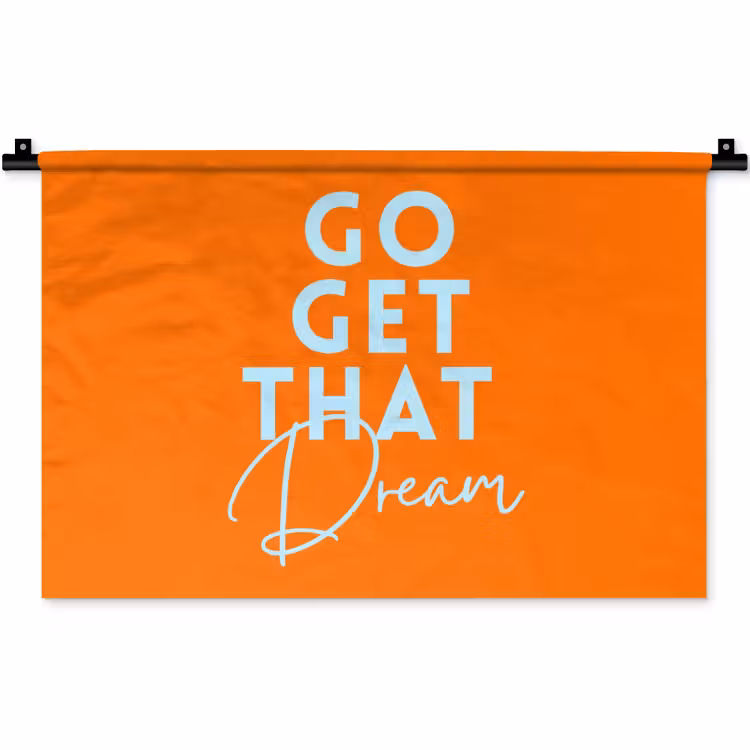 Oranje - Blauw - Go get that dream Wandkleed katoen klein -zz3d