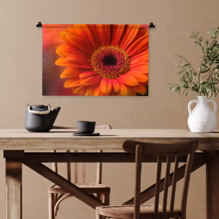 Oranje - Gerbera - Intens Wandkleed katoen klein -sfeer6