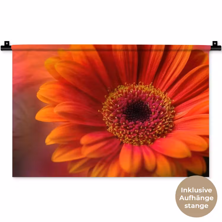 Oranje - Gerbera - Intens Wandkleed katoen klein -t3d_DE