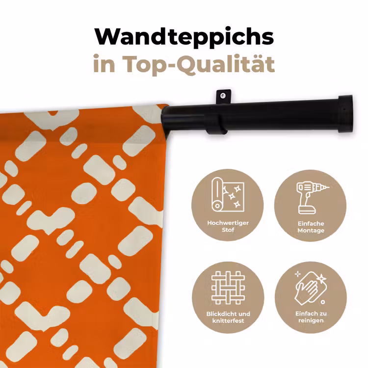 Oranje - Ruitpatroon - Wit Wandkleed katoen klein 269 -tsfeer2_DE