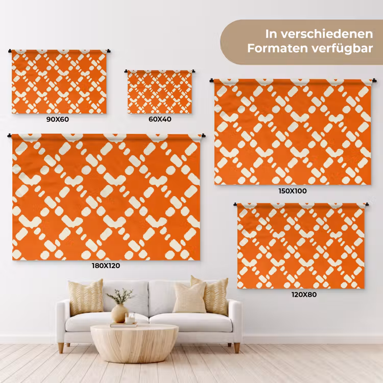 Oranje - Ruitpatroon - Wit Wandkleed katoen klein 269 -tsfeer8_DE