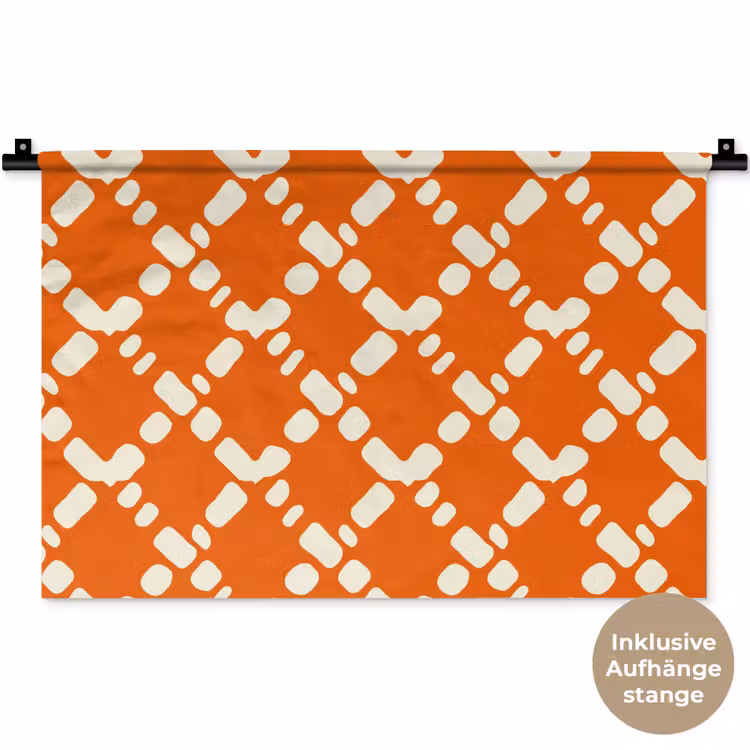 Oranje - Ruitpatroon - Wit Wandkleed katoen klein 269 -t3d_DE