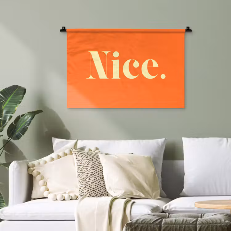 Oranje - Gebroken wit - Nice Wandkleed katoen klein -sfeer7