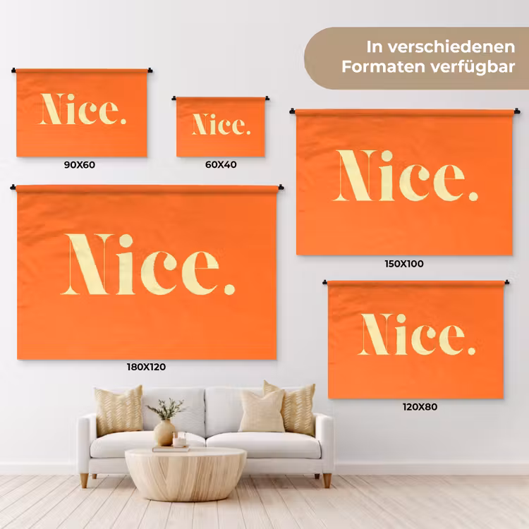 Oranje - Gebroken wit - Nice Wandkleed katoen klein -tsfeer8_DE