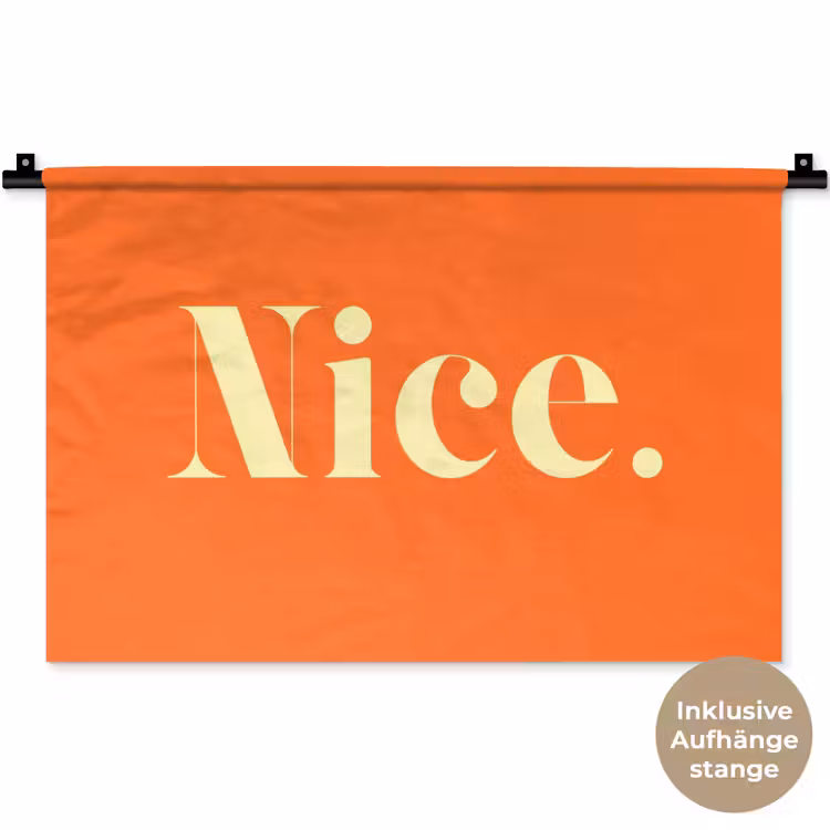 Oranje - Gebroken wit - Nice Wandkleed katoen klein -t3d_DE