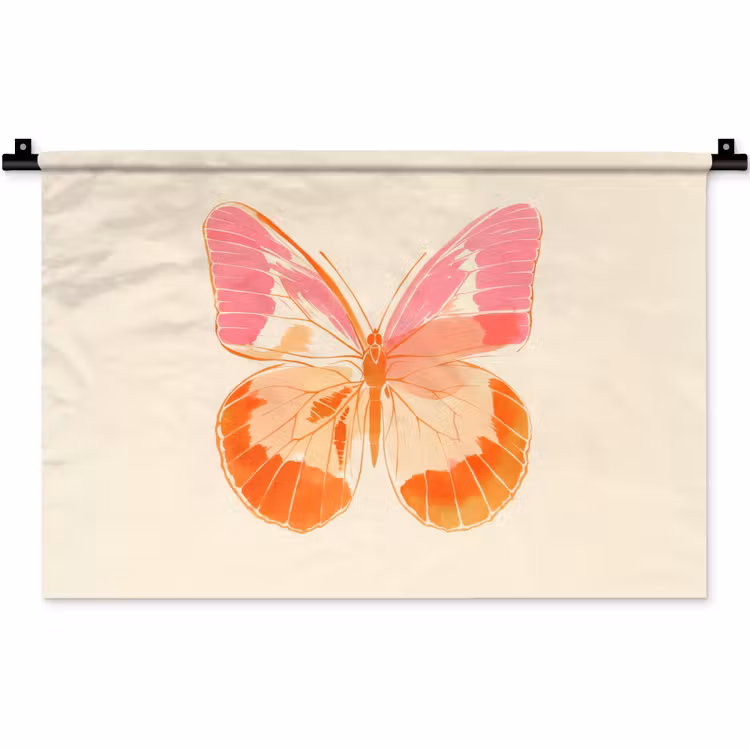 Oranje - Vlinder - Minimalistisch Wandkleed katoen klein -zz3d