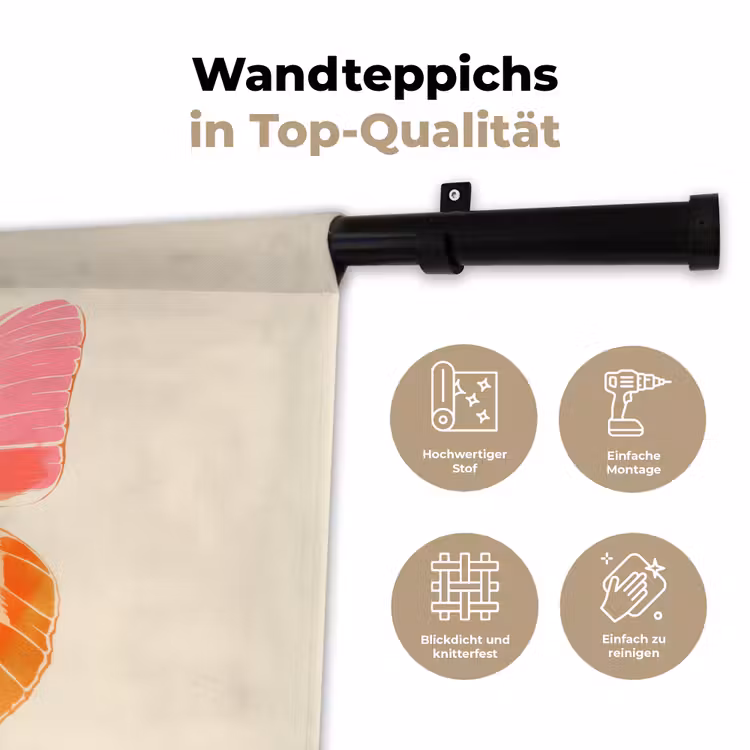 Oranje - Vlinder - Minimalistisch Wandkleed katoen klein -tsfeer2_DE
