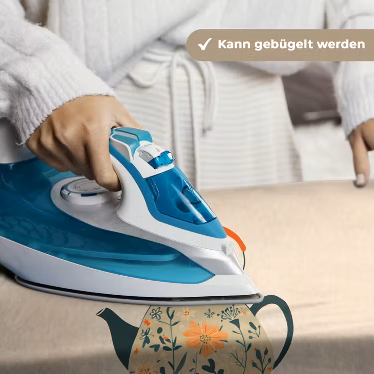 Oranje - Theepot - Bloemen - Bladeren Wandkleed katoen klein -tsfeer9_DE