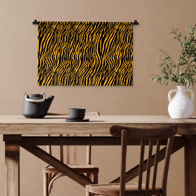 Oranje - Tijger - Zwart - Patroon Wandkleed katoen klein 269 -sfeer6