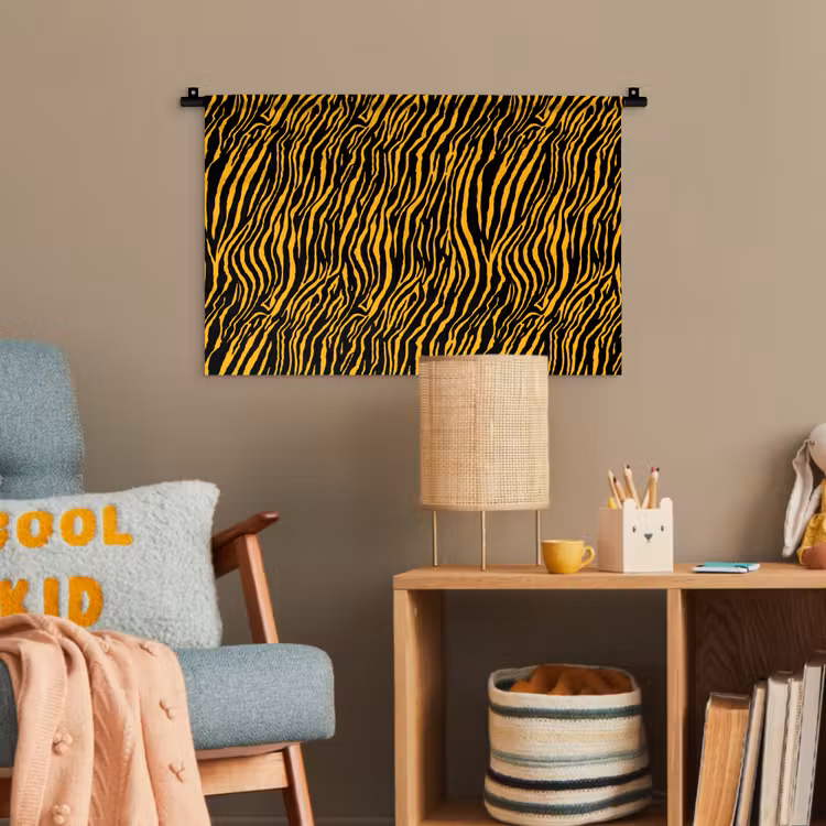 Oranje - Tijger - Zwart - Patroon Wandkleed katoen klein 269 -wsfeer4_kind