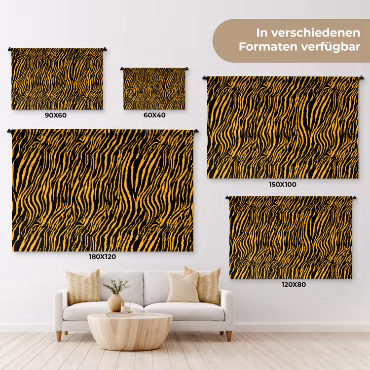 Oranje - Tijger - Zwart - Patroon Wandkleed katoen klein 269 -tsfeer8_DE