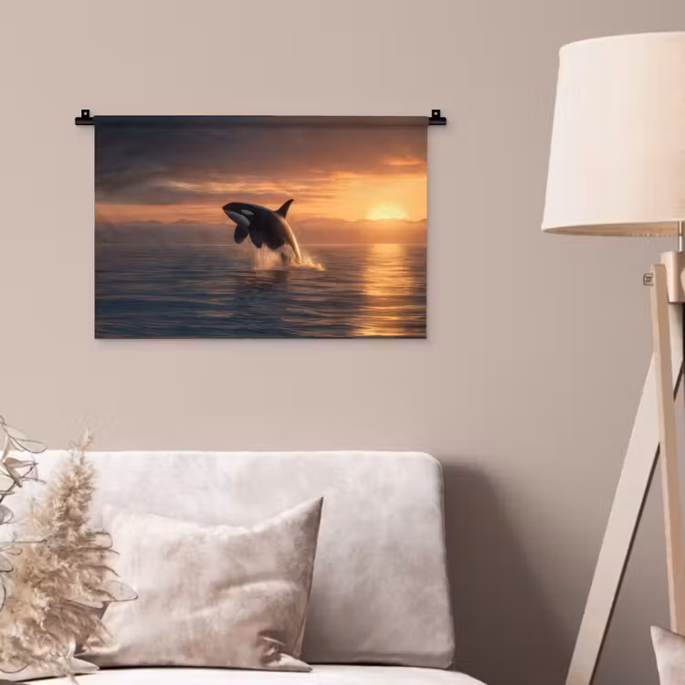 Orka - Zee - Zonsondergang Wandkleed katoen klein -sfeer4