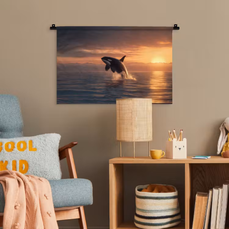 Orka - Zee - Zonsondergang Wandkleed katoen klein -wsfeer4_kind