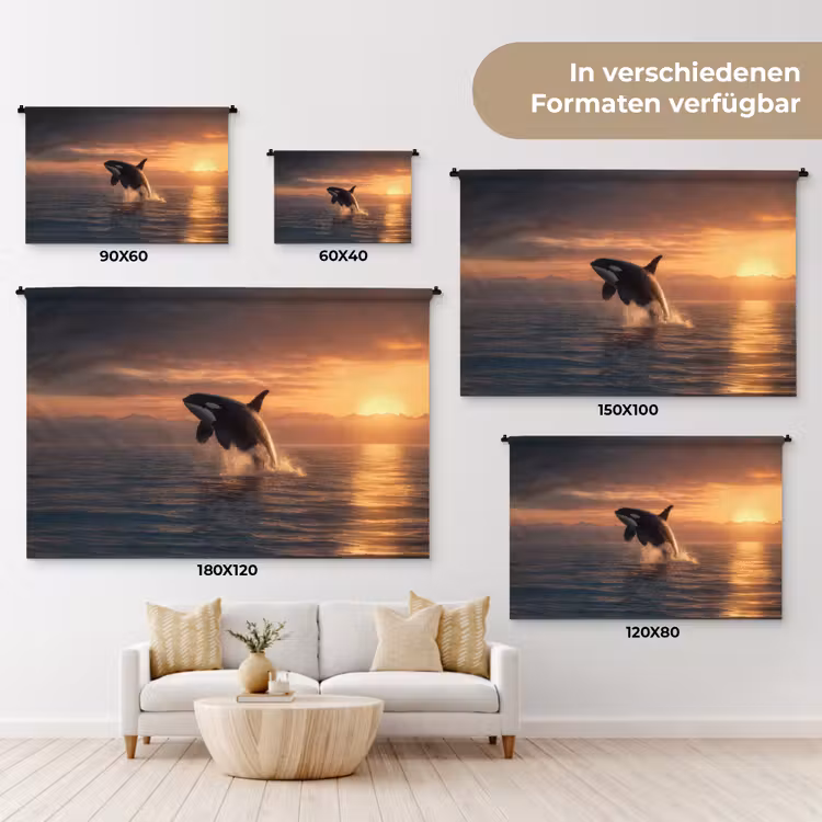 Orka - Zee - Zonsondergang Wandkleed katoen klein -tsfeer8_DE
