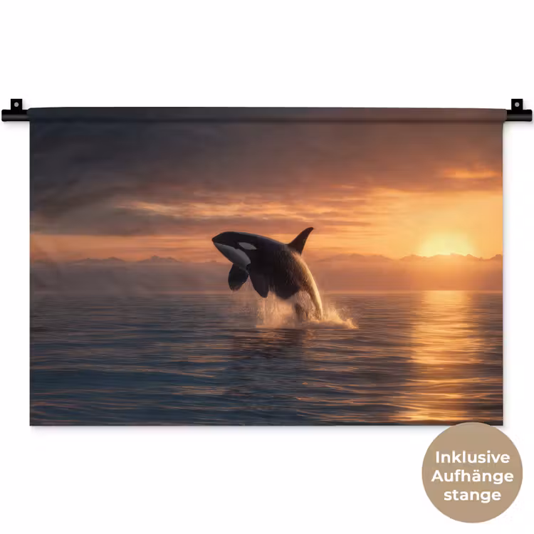 Orka - Zee - Zonsondergang Wandkleed katoen klein -t3d_DE