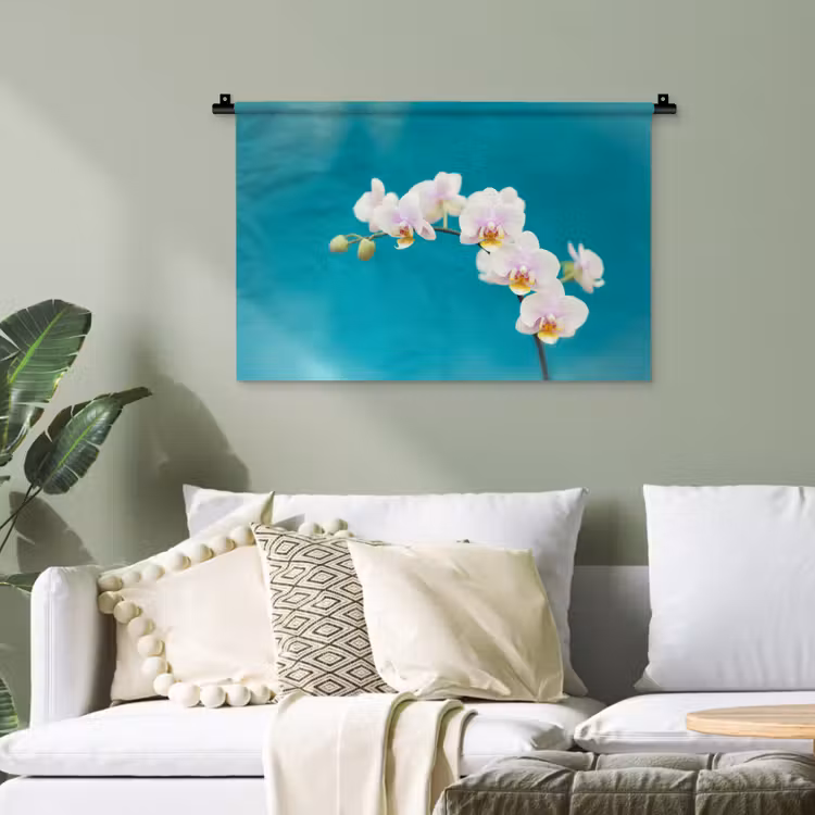 Orchidee - Bloemen - Plant - Wit - Paars Wandkleed katoen klein -sfeer7